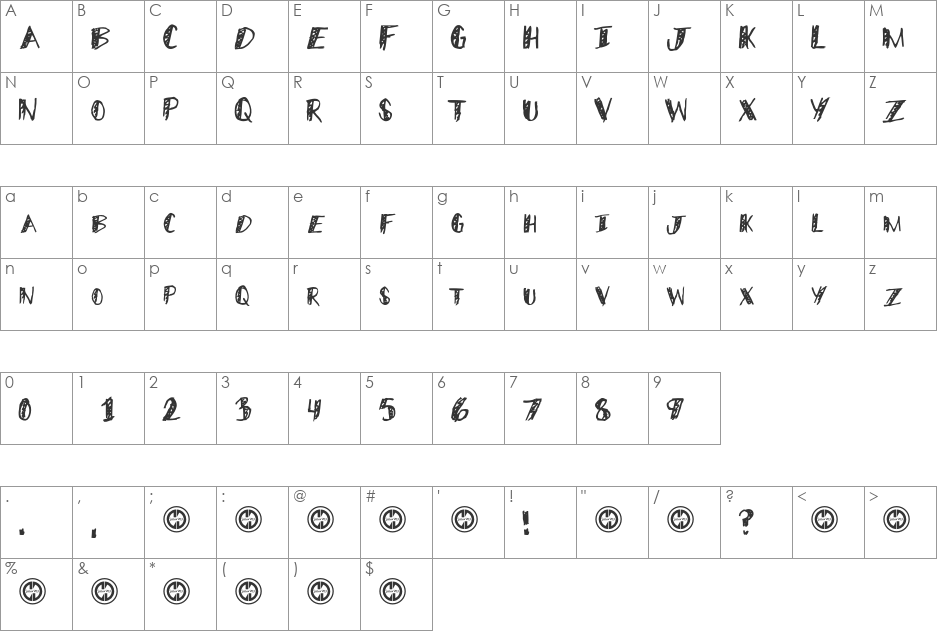 Middle Schooler font character map preview