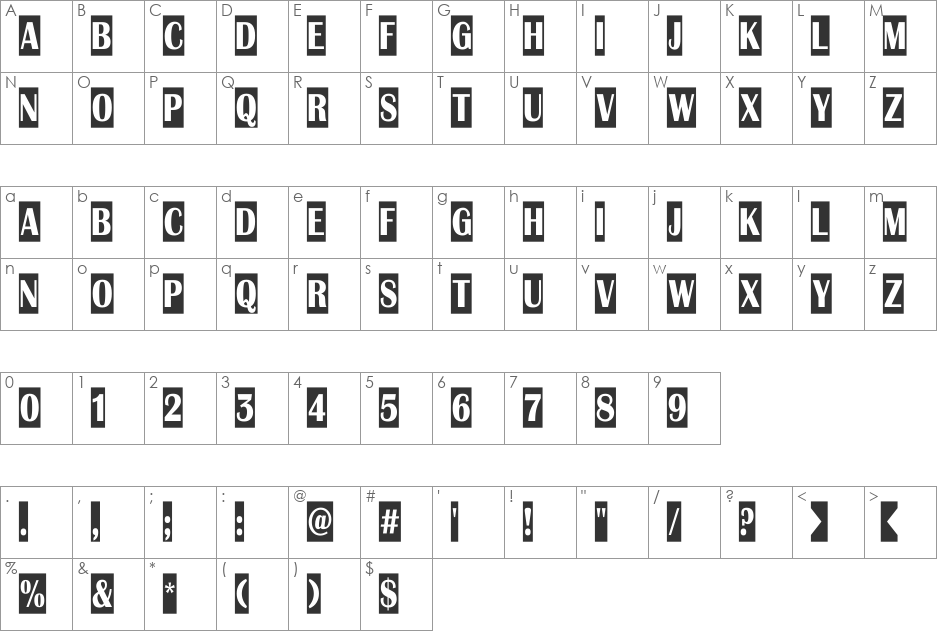 a_AlbionicTitulNrCm font character map preview