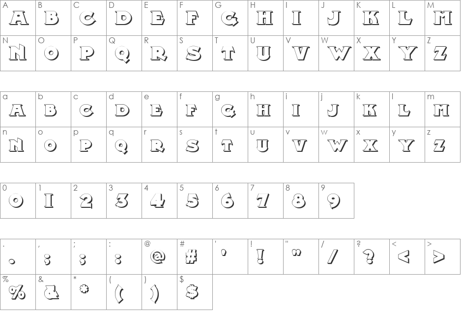 Midland Rail Shadow NF font character map preview