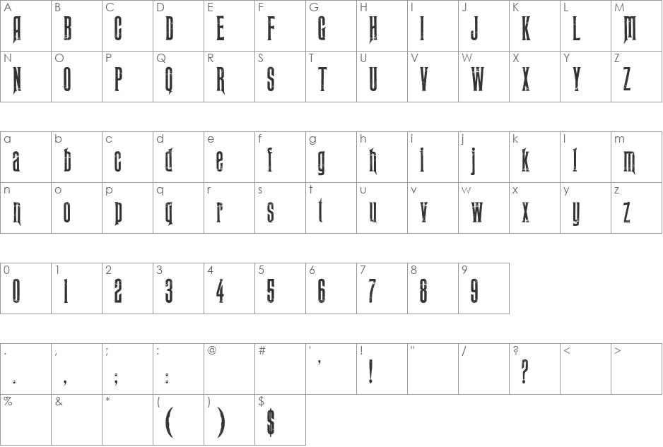 Midnight Moon font character map preview