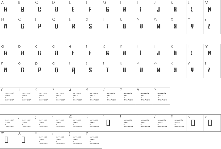 Midnite Hour font character map preview