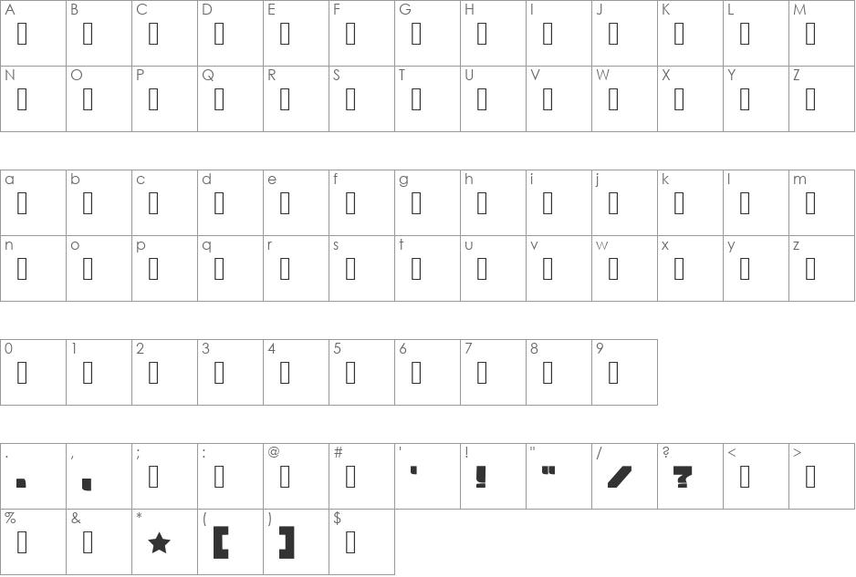 MigdalHaemeq font character map preview