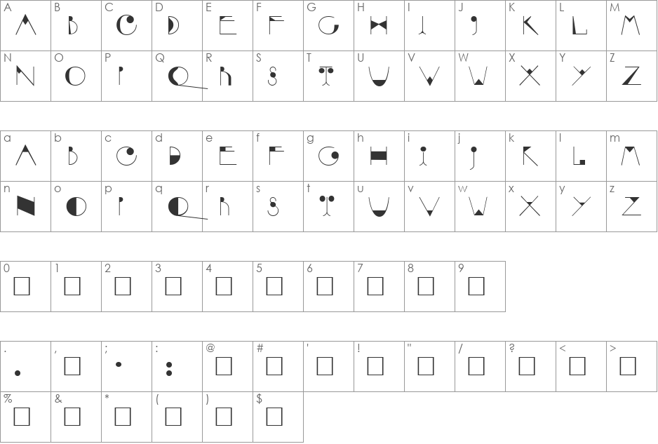 Mighty font character map preview