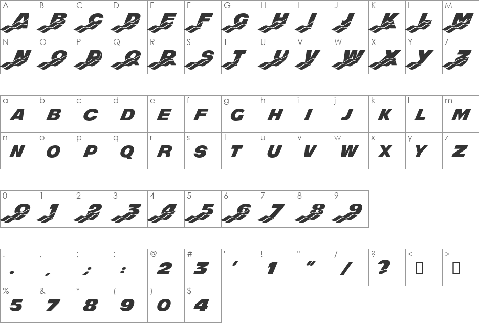 Mighty Rapids font character map preview