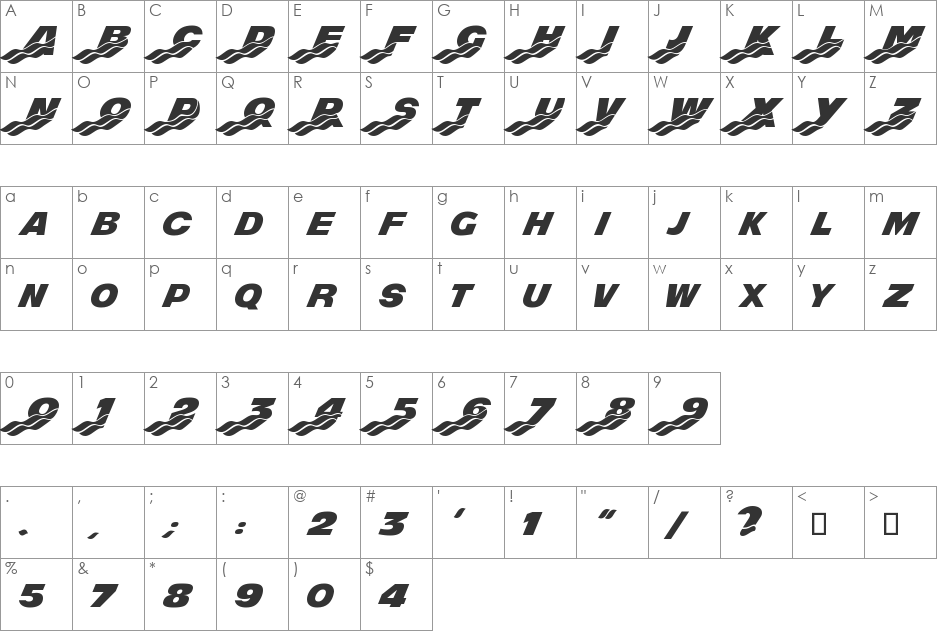 Mighty Rapids font character map preview
