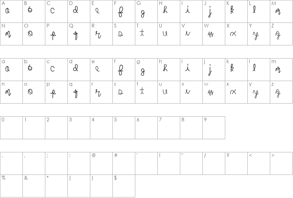 mightyroping font character map preview