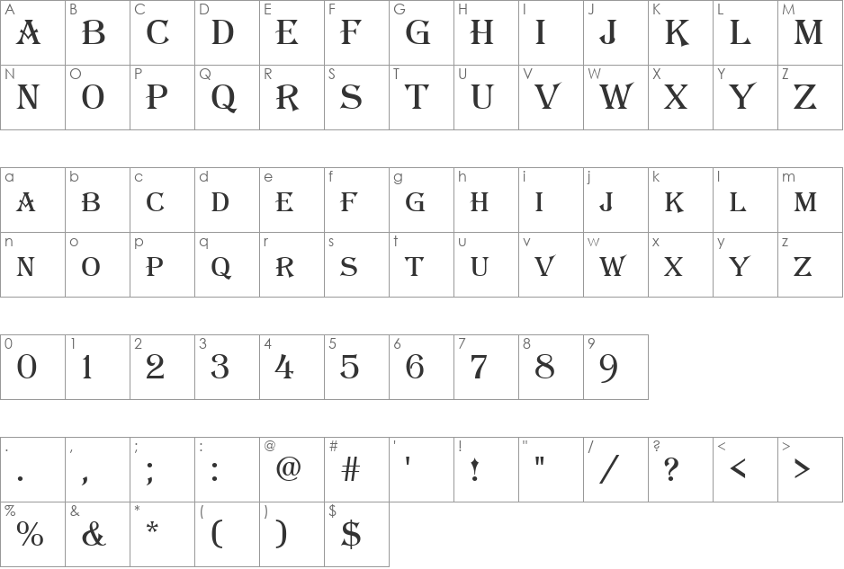 a_AlgeriusCaps font character map preview