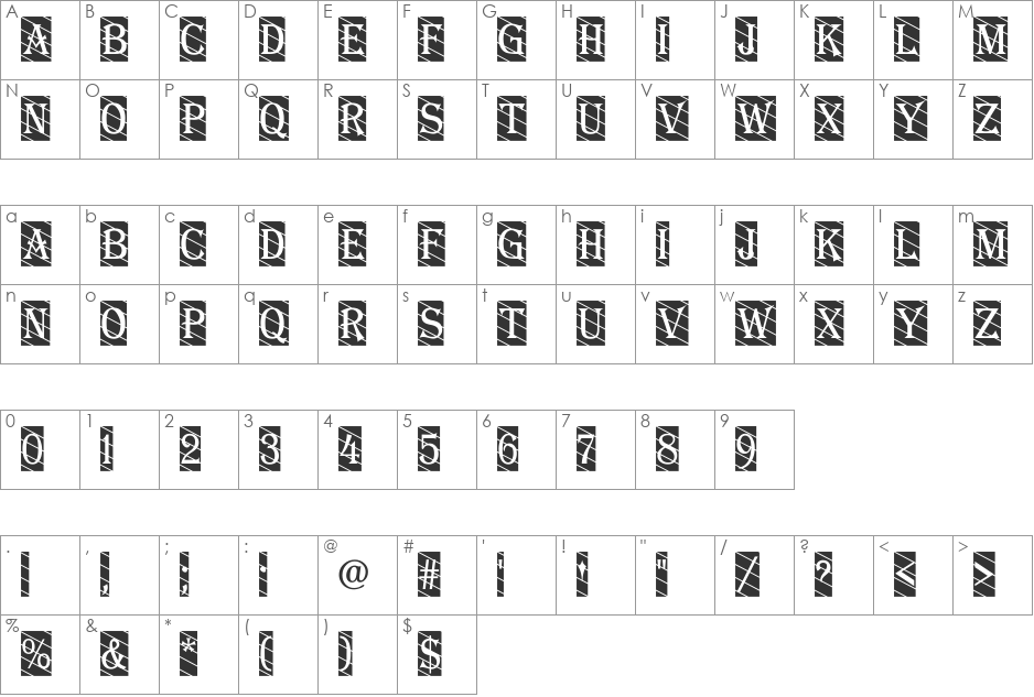 a_AlgeriusCmDgStr font character map preview