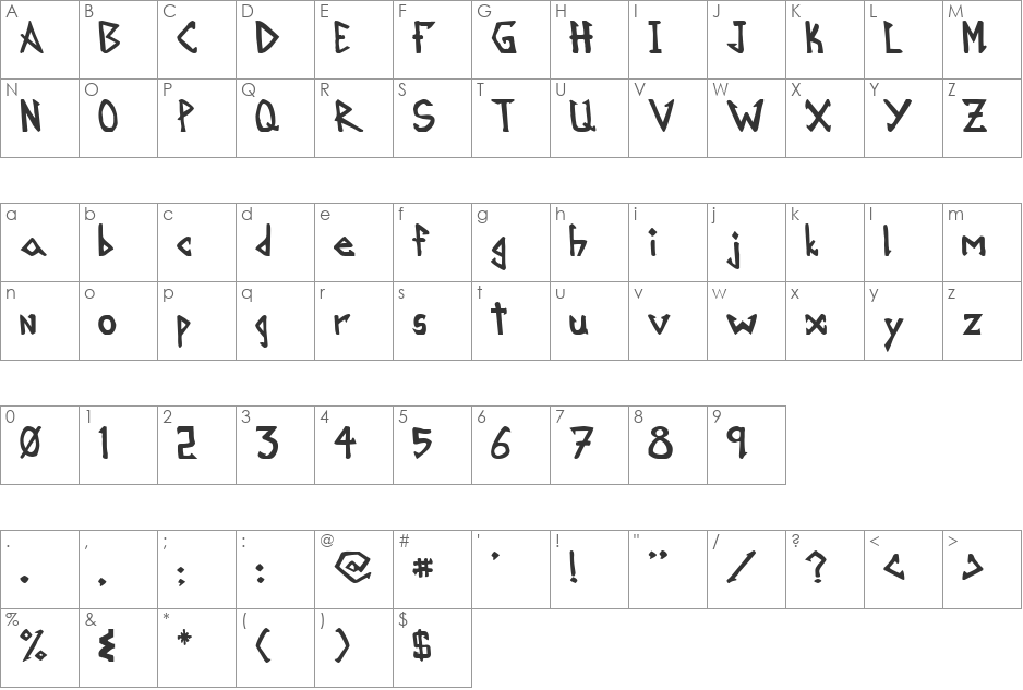 Mikroprepeia font character map preview