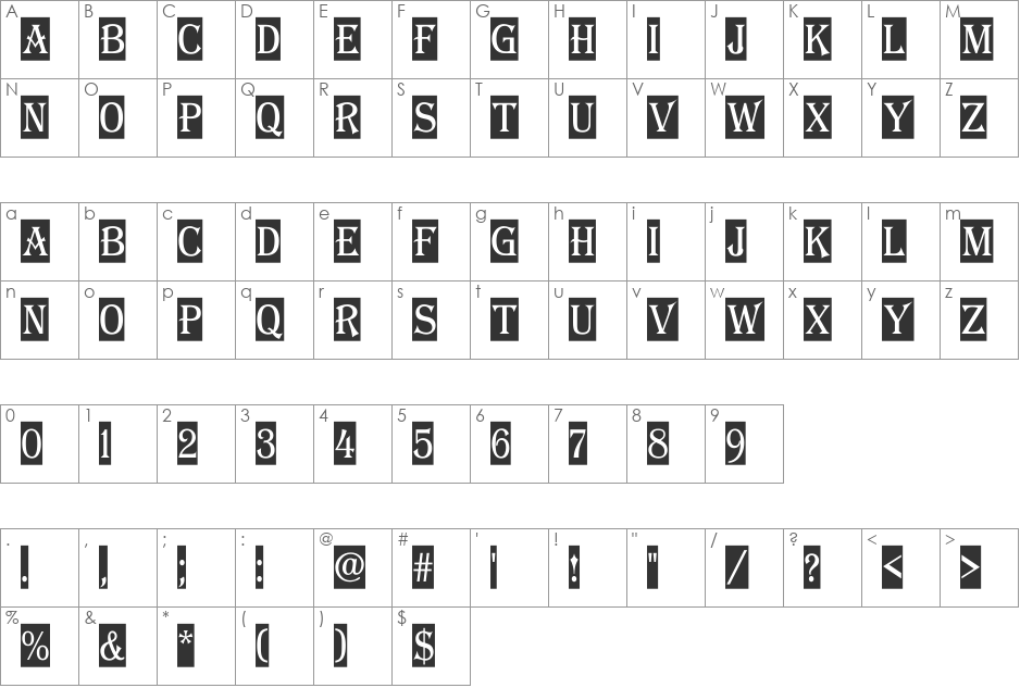 a_AlgeriusNrCm font character map preview