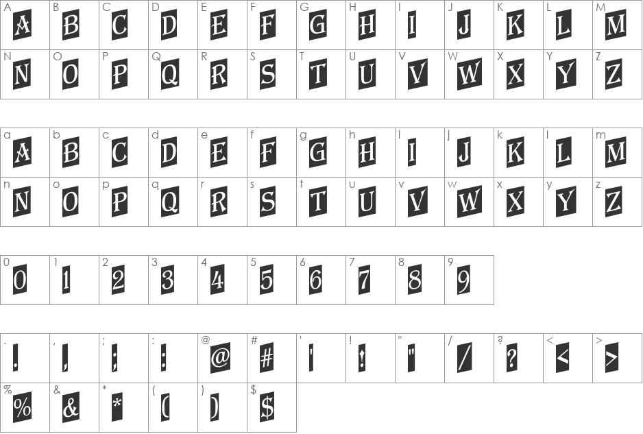 a_AlgeriusNrCmUp font character map preview