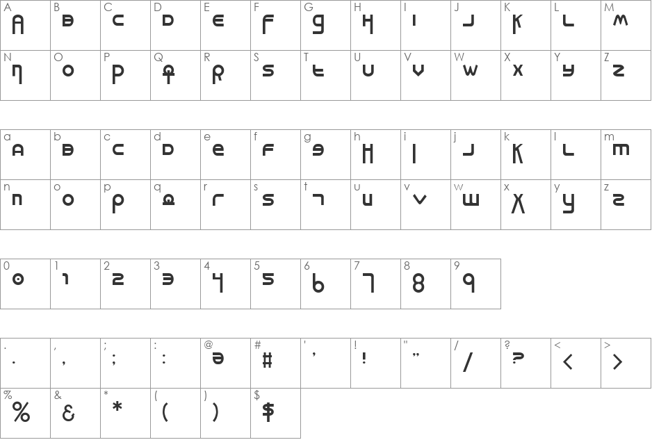 Milk Bar Shadow font character map preview