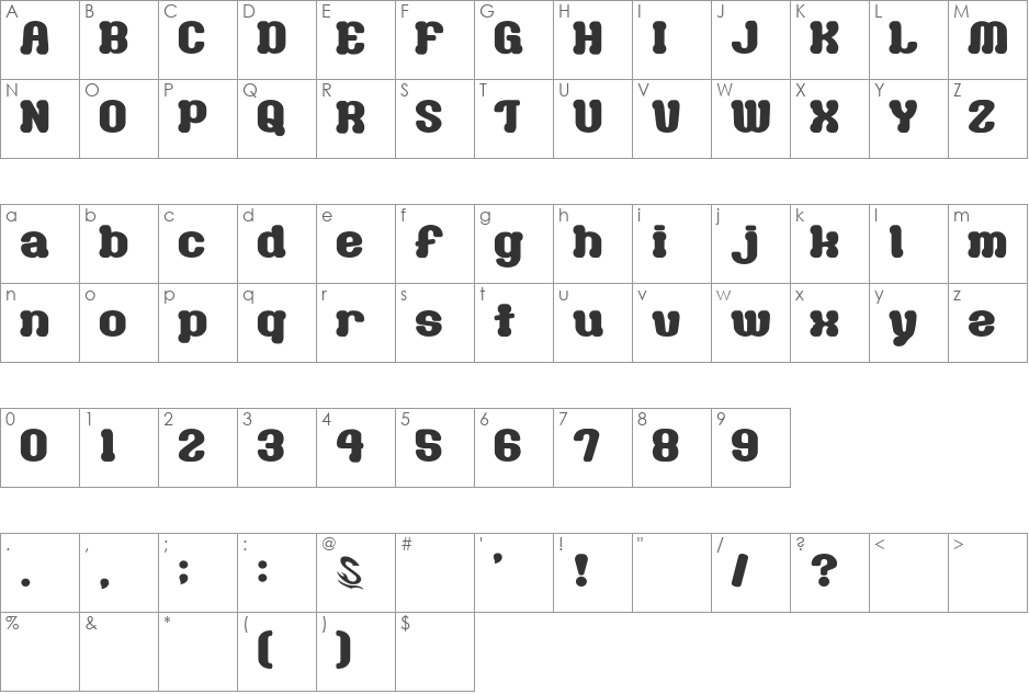 Milk Chocolate__G font character map preview