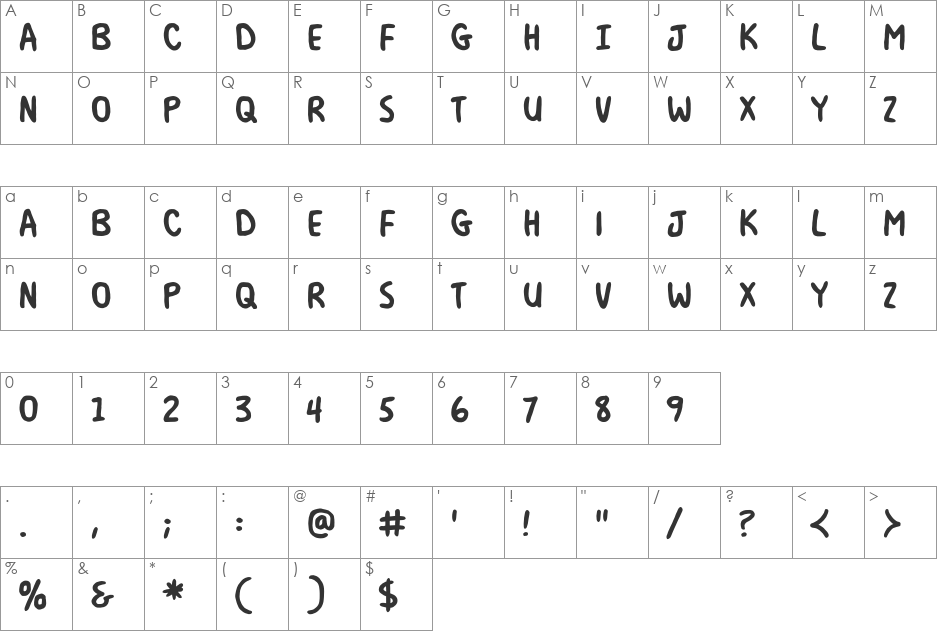 Milk Mustache BB font character map preview