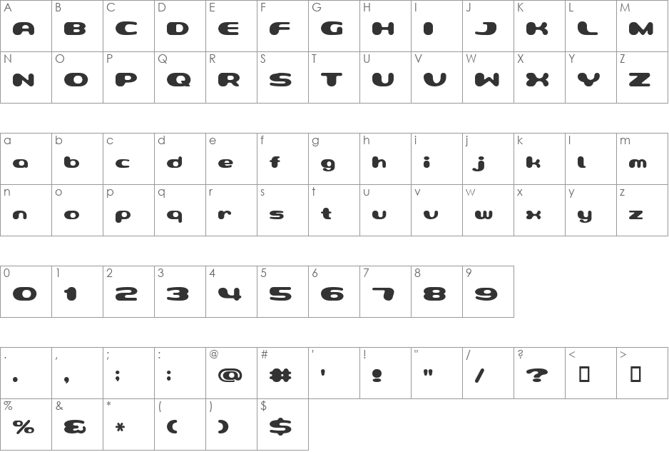 MilkyWell font character map preview