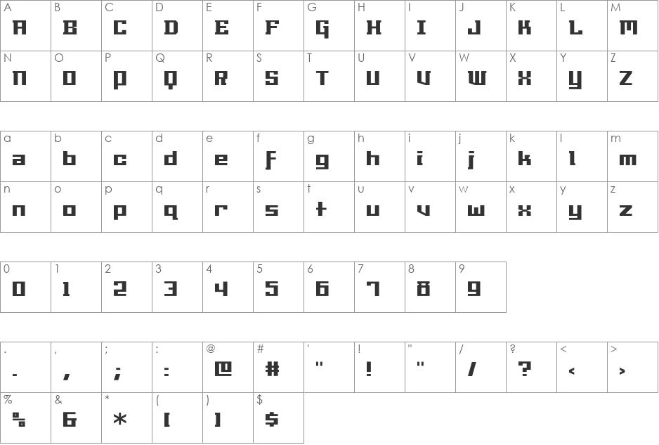 Millennia font character map preview