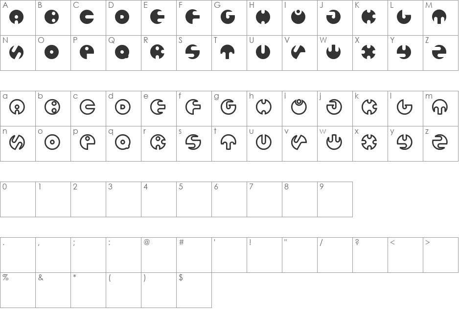 million font character map preview