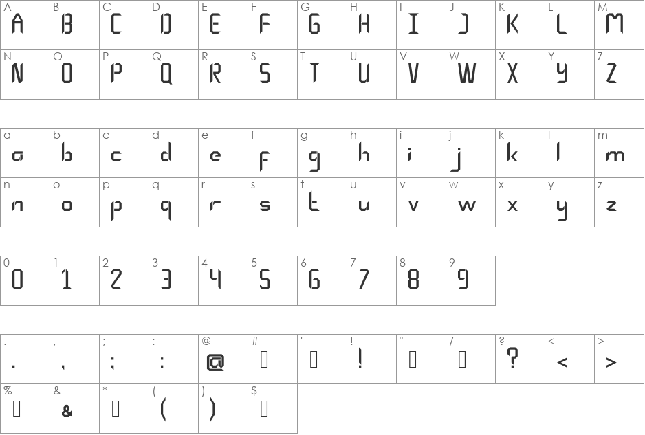 MindEscape font character map preview