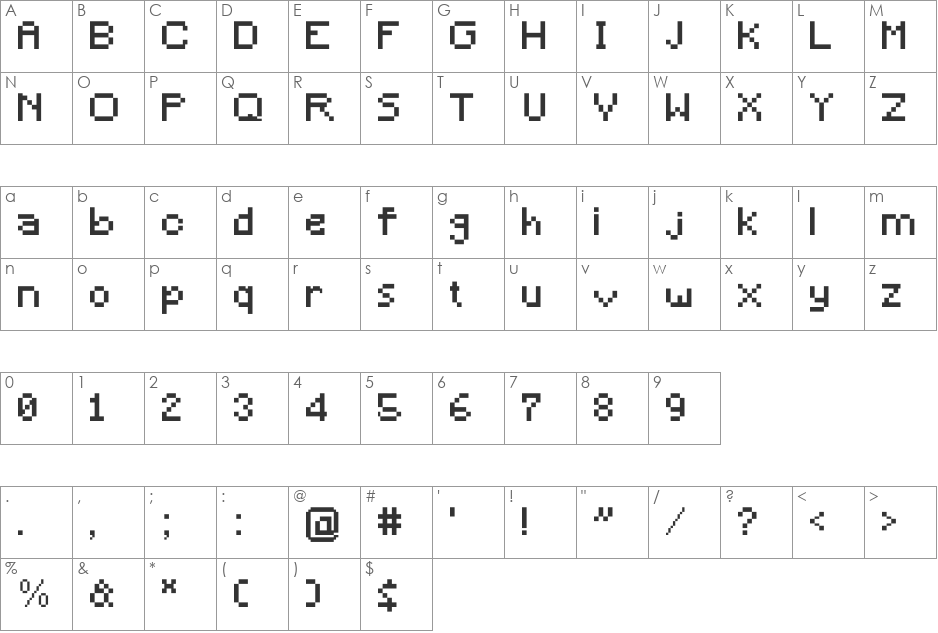 Minecraft font character map preview