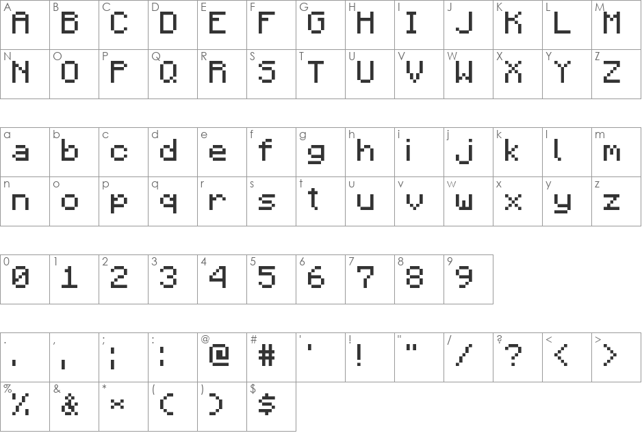 Minecraft font character map preview