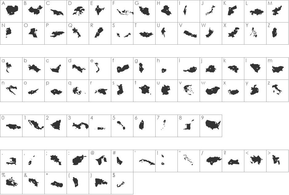 Mini Pics font character map preview