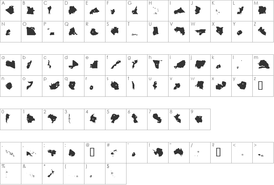 Mini Pics Global S Capital font character map preview