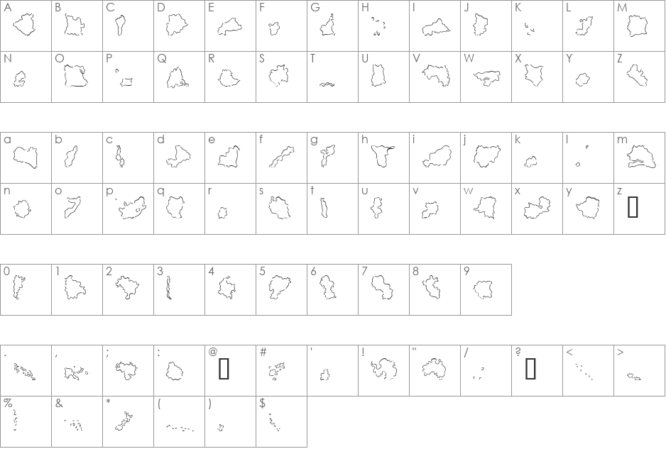 Mini Pics Global S Loose font character map preview