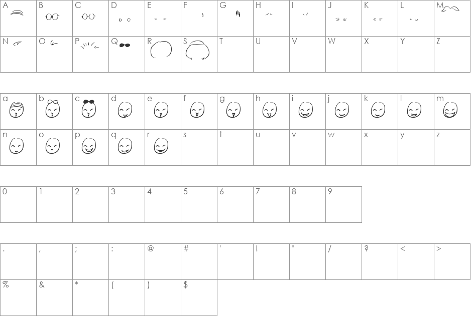 Mini Smile font character map preview
