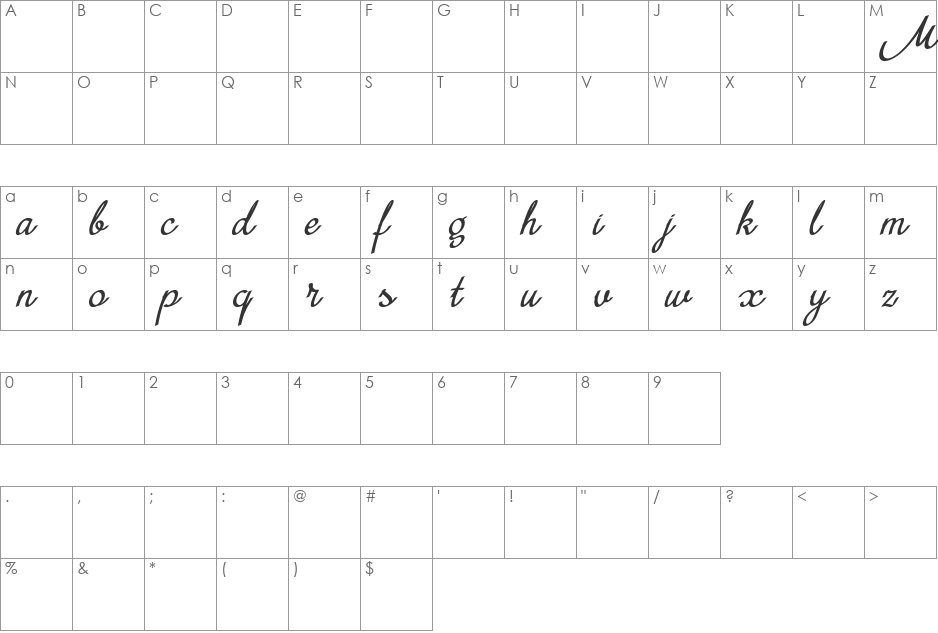 MiniDemo font character map preview