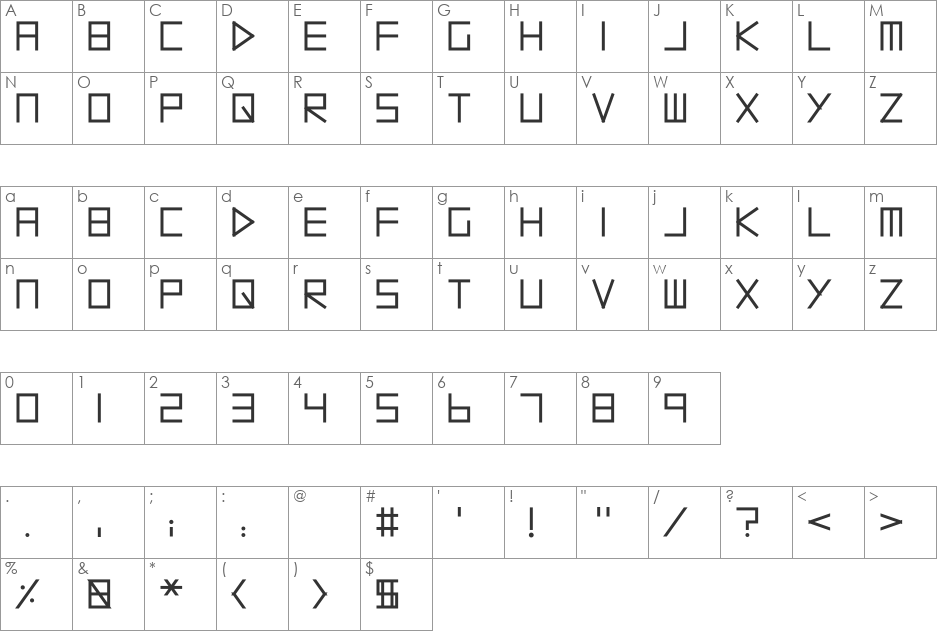 minim font character map preview