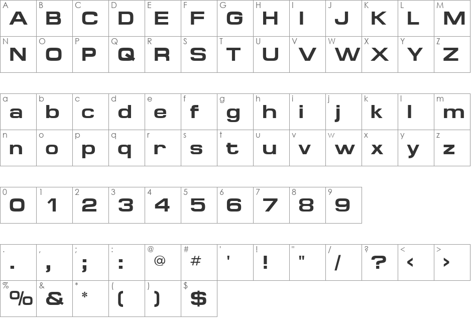 Minima Expanded SSi font character map preview