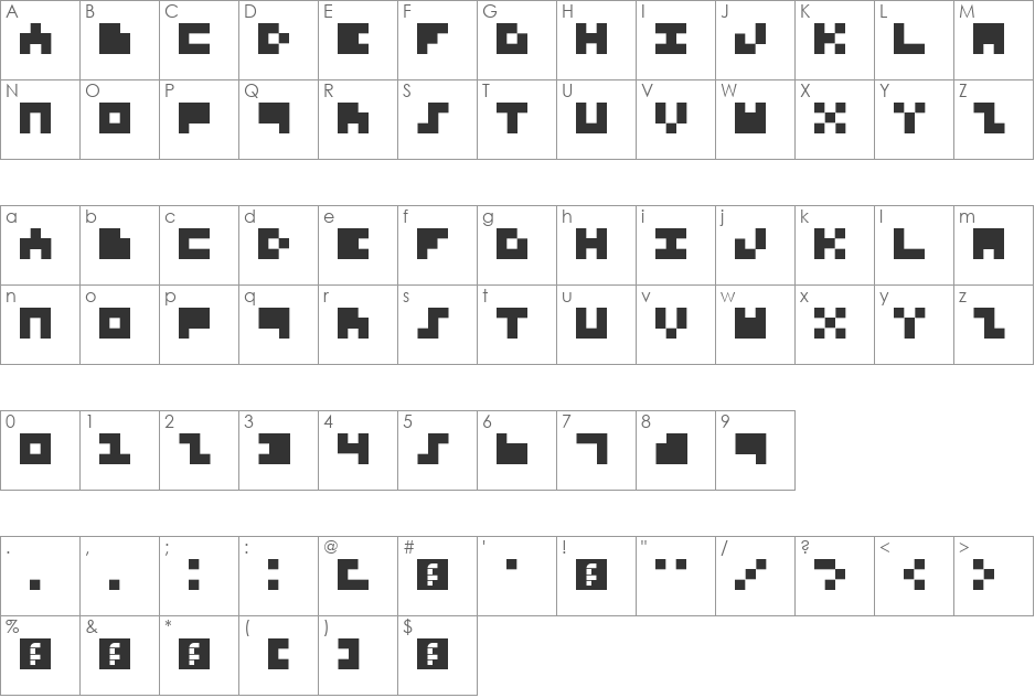 Minima Mono font character map preview