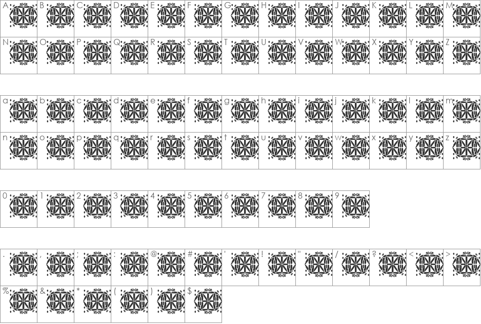Minimal Gauge font character map preview
