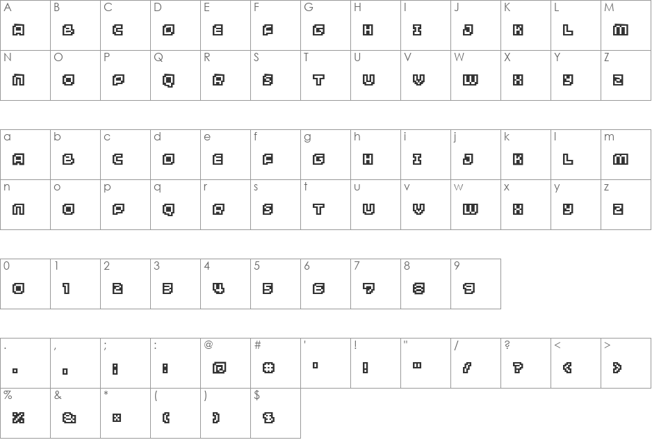 Minimum font character map preview