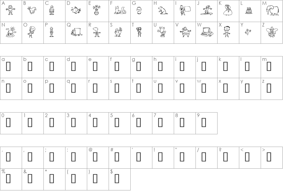 Minimum Wage! (incomplete) font character map preview