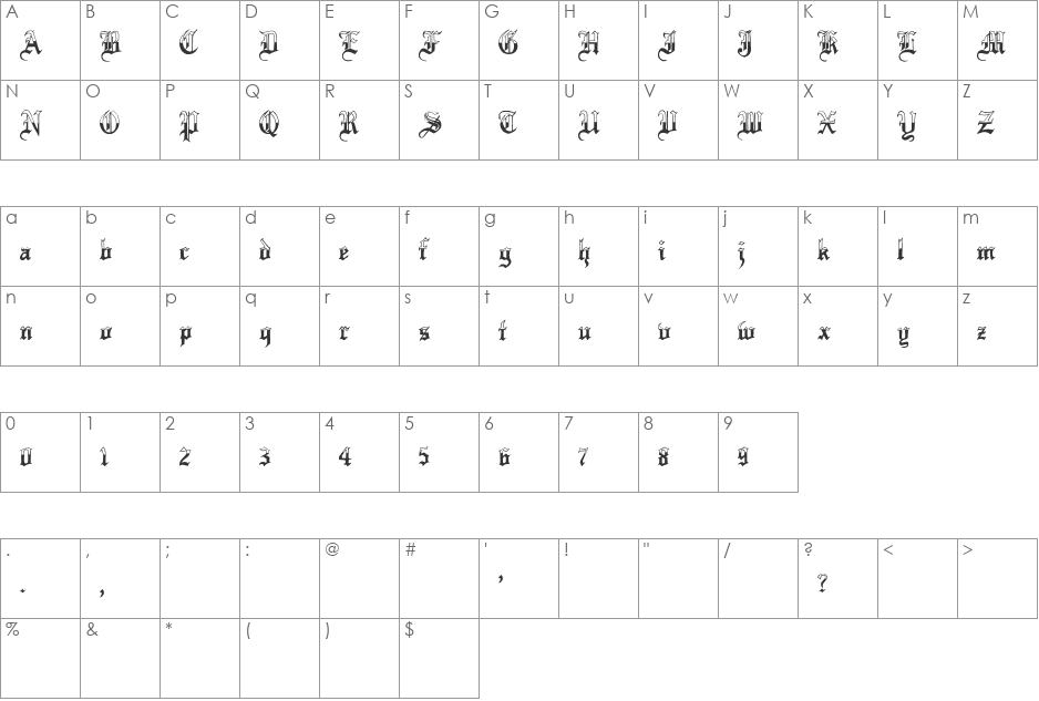 Minnesota Winter font character map preview