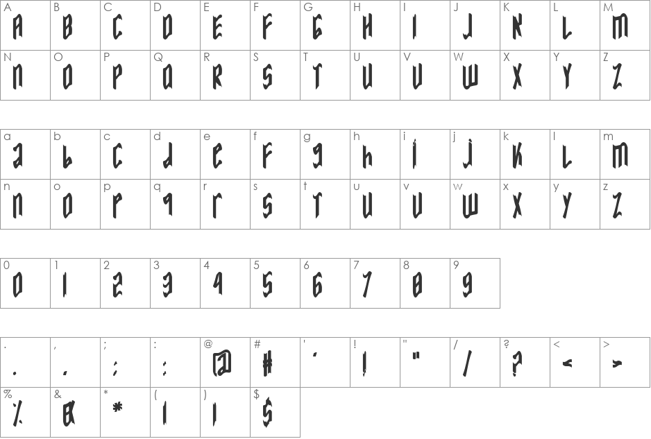 MINOTAURE Gothique font character map preview