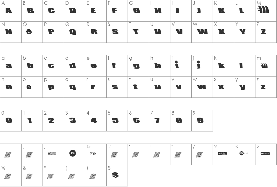 Mintcoin font character map preview