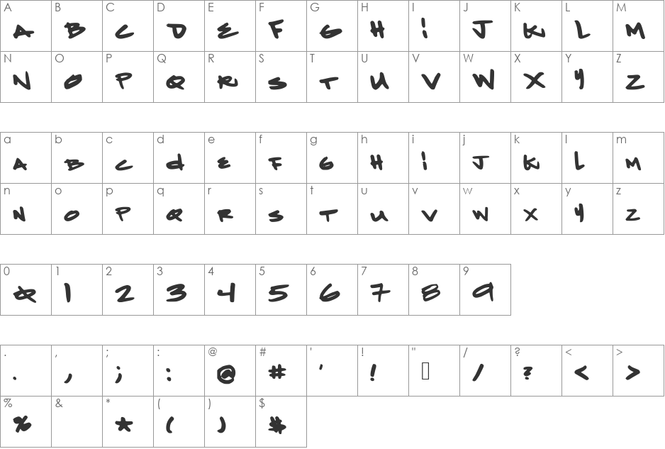 MintGreenlaces font character map preview