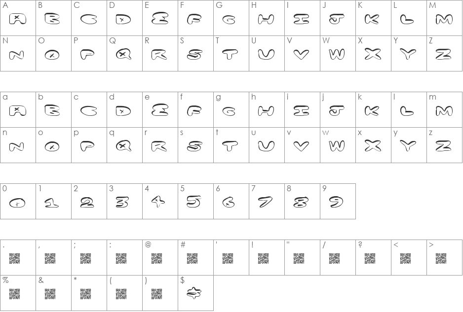 MinusPlus font character map preview