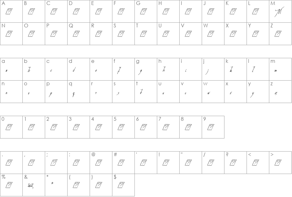Miog font character map preview