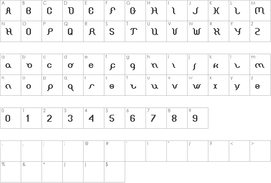 miracle font character map preview