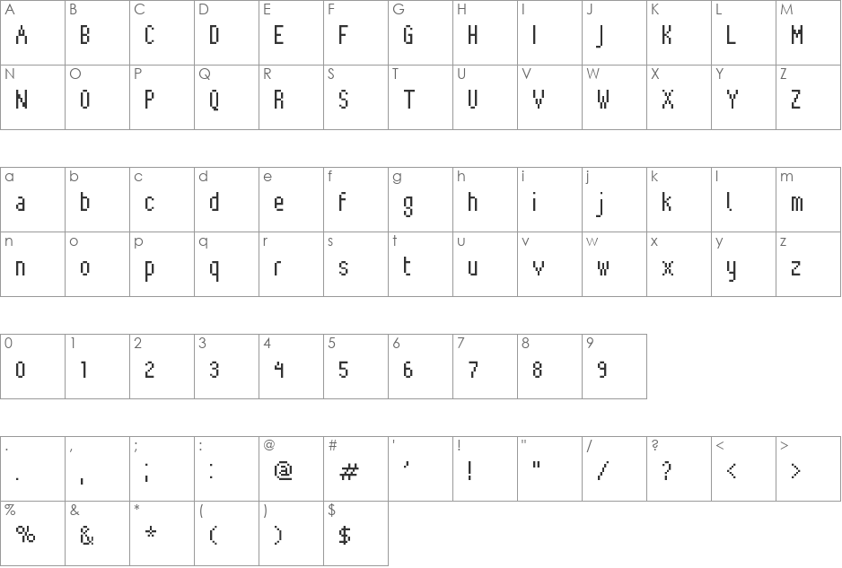 Miranda NBP font character map preview