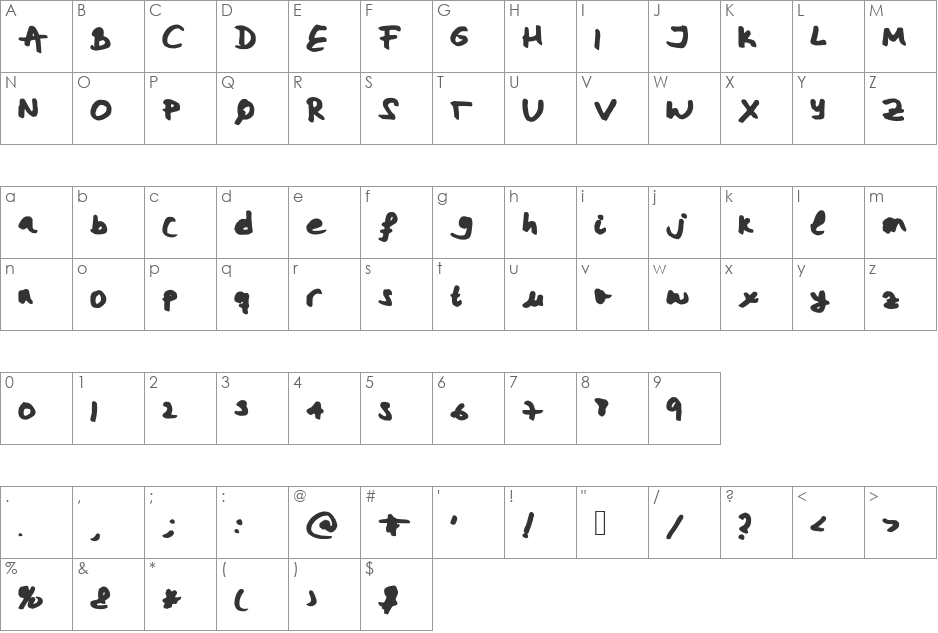 Miriamsfont font character map preview