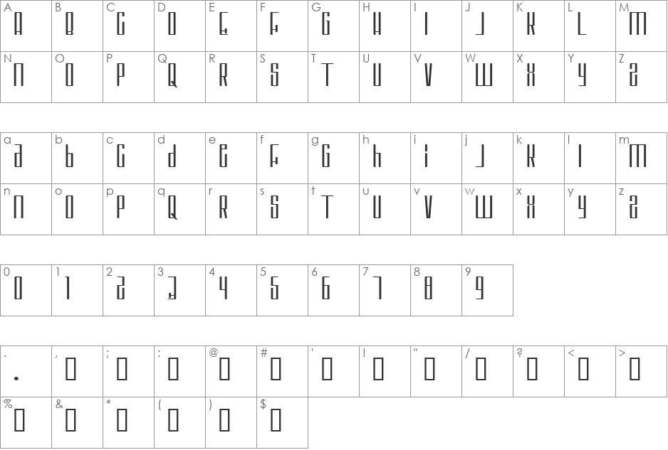 Misbehavior font character map preview