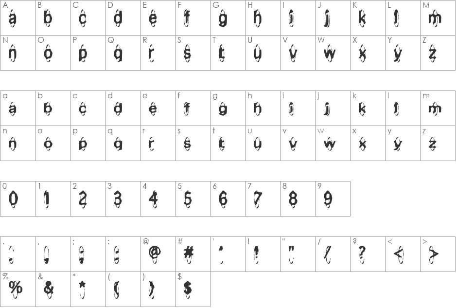 Mischstab Apfelsaft font character map preview