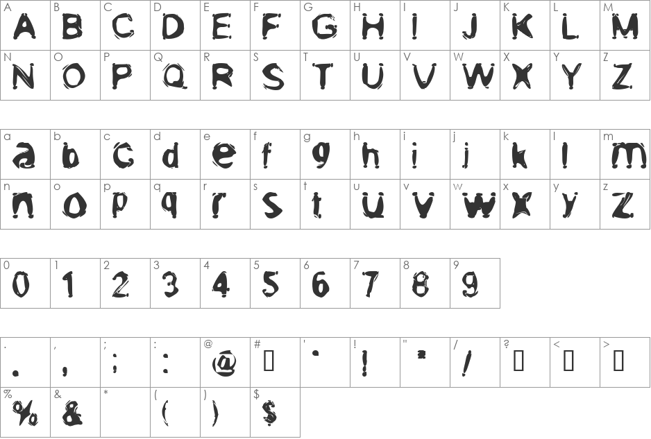 Mischstab Oblivion font character map preview