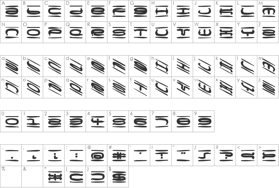 Mischstab Sugar Sweet font character map preview