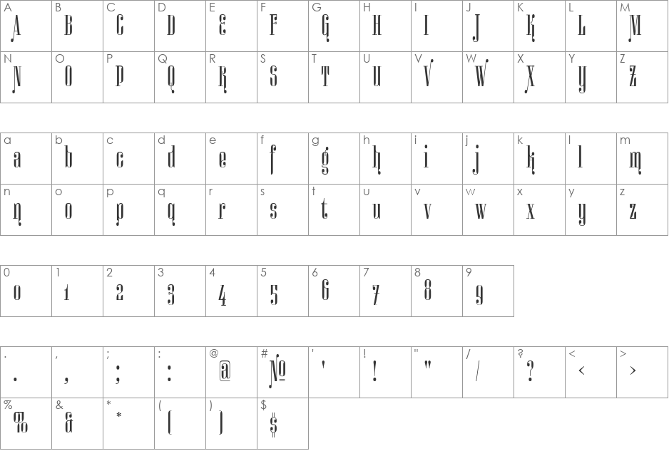 Miserichordia Alternatives font character map preview