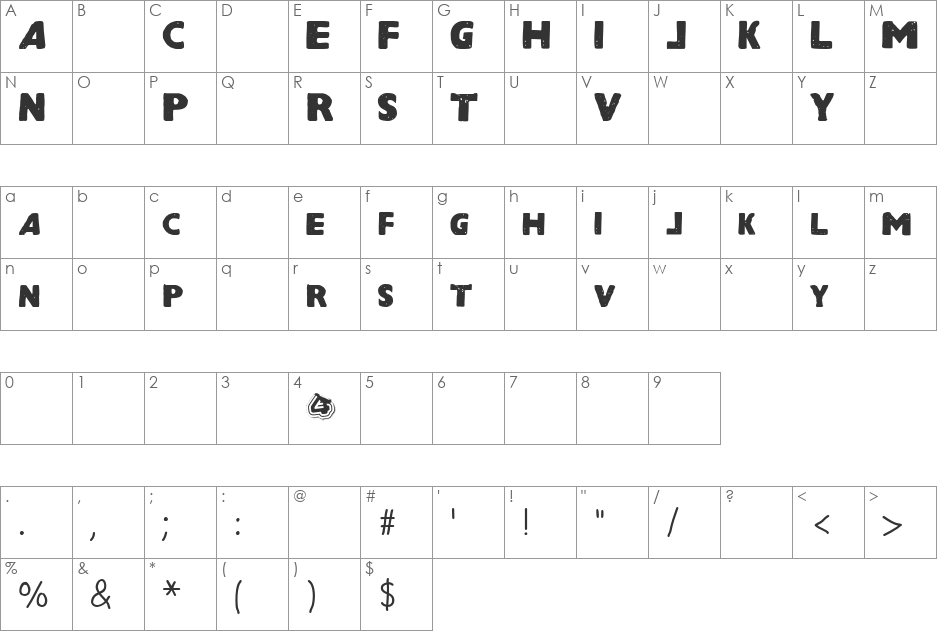 MISFITS font character map preview